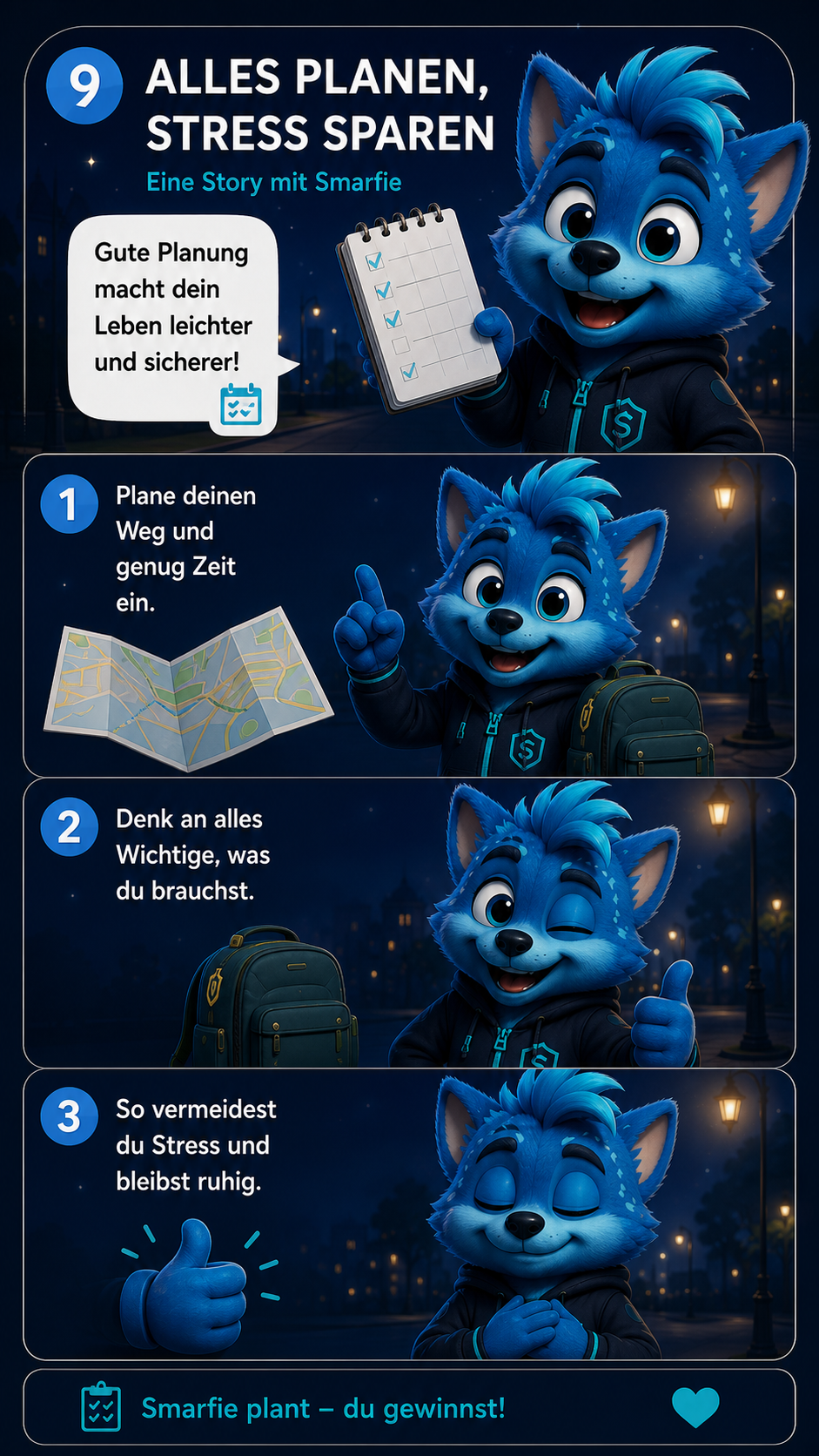 Smarfie mit Notizblock – offizielle Story „Alles planen, Stress sparen“ (Marke Smarfie, smarfie.com / smarfie.de)