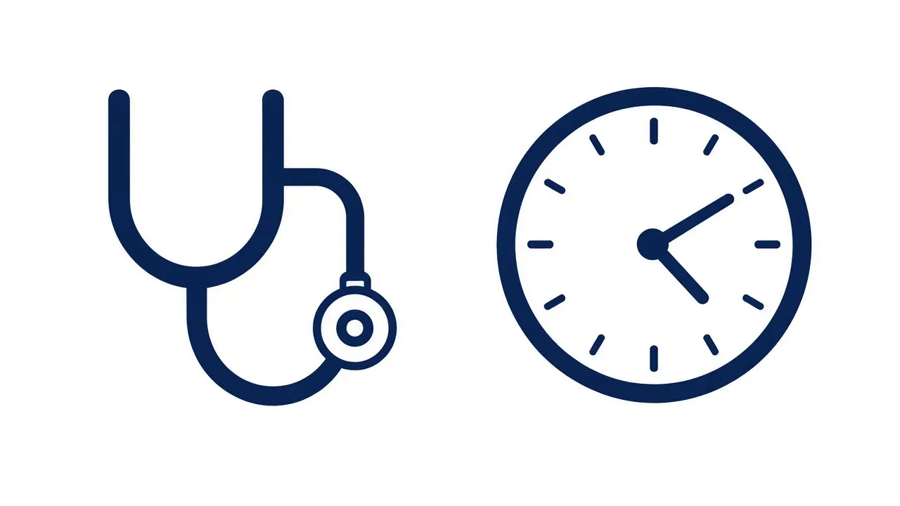 Stethoskop und Uhr als Symbol für den ärztlichen Bereitschaftsdienst