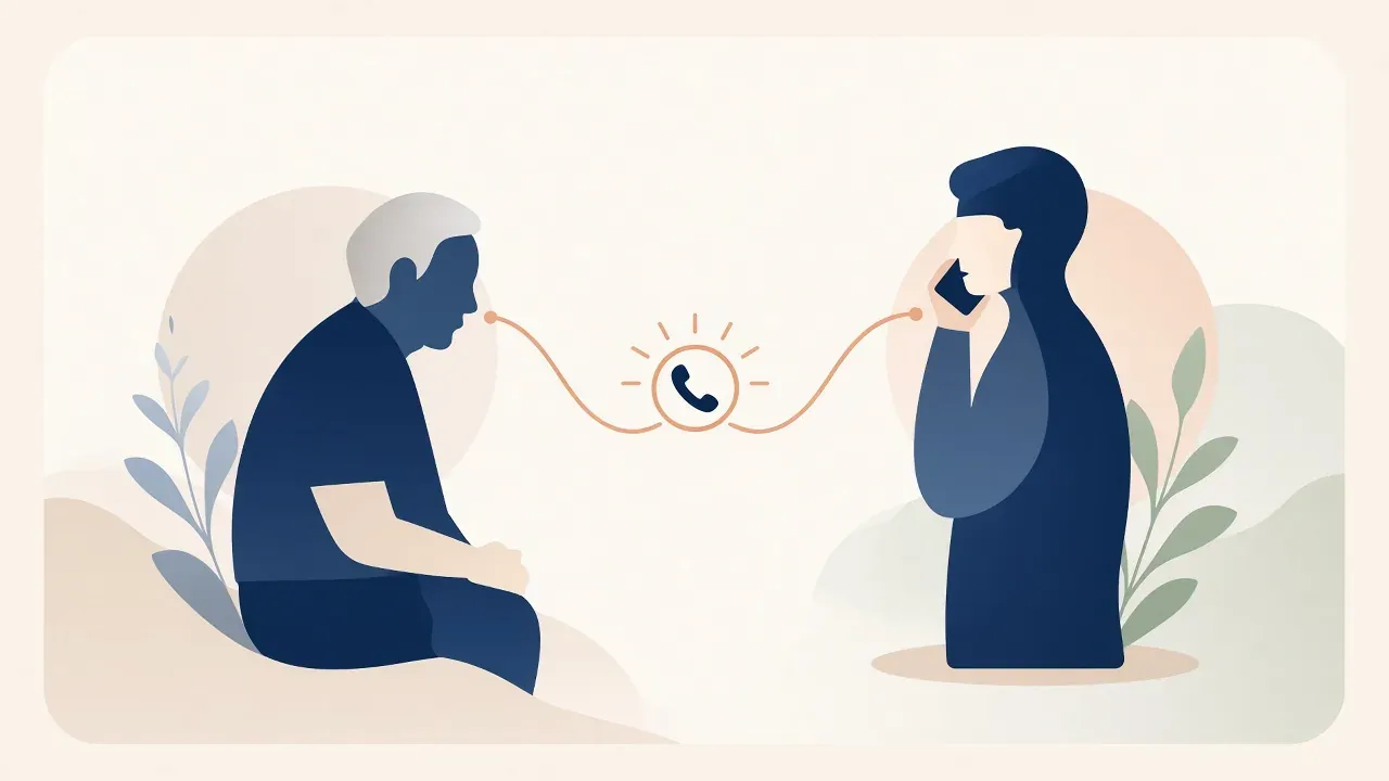 Zwei Personen im Telefonat als Symbol gegen Einsamkeit