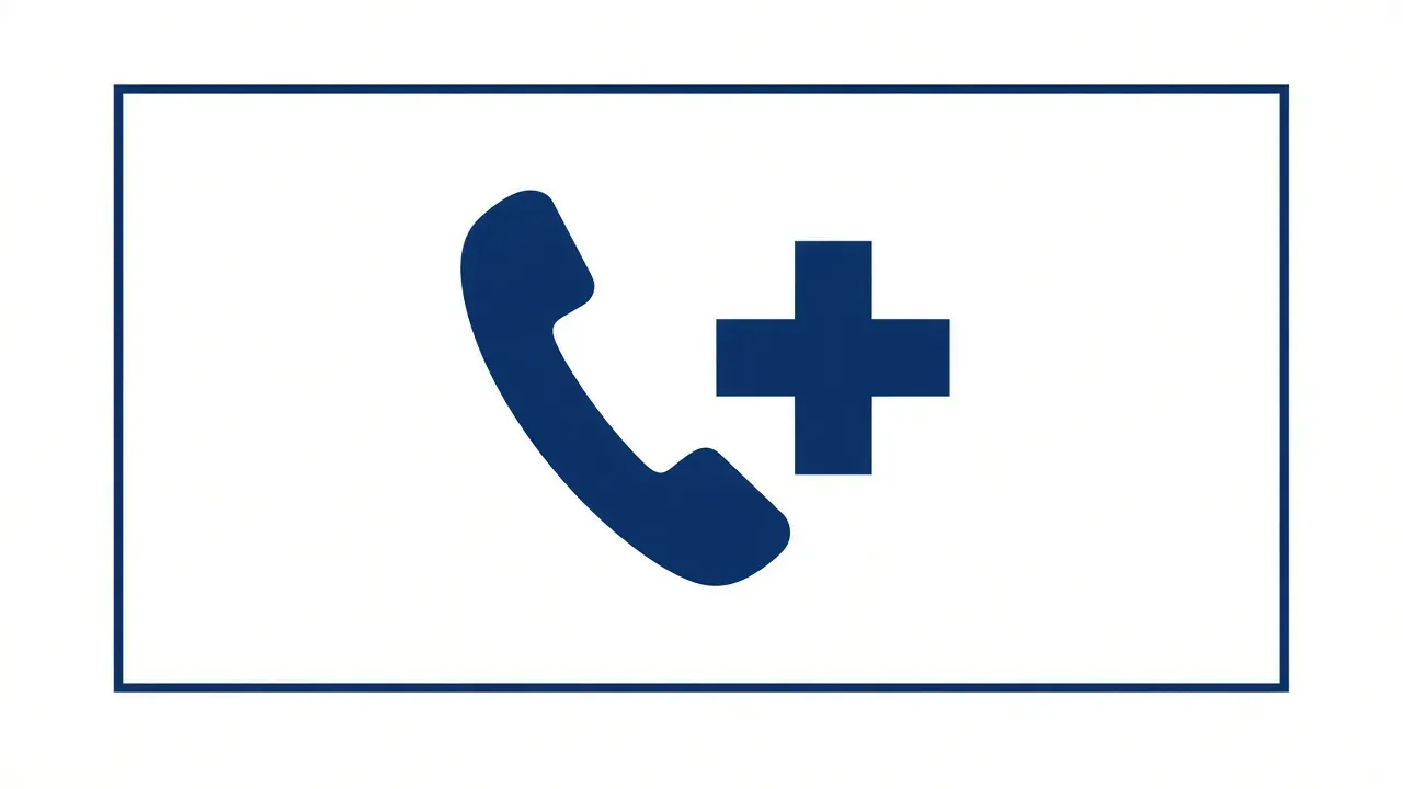 Symbol Notruf: Telefonhörer und medizinisches Pluszeichen
